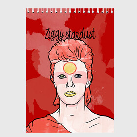 Скетчбук с принтом Ziggy Stardust в Петрозаводске, 100% бумага
 | 48 листов, плотность листов — 100 г/м2, плотность картонной обложки — 250 г/м2. Листы скреплены сверху удобной пружинной спиралью | bowie | david | ziggy stardust | боуи | дэвид | музыкант | певец | рок