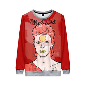 Женский свитшот 3D с принтом Ziggy Stardust в Петрозаводске, 100% полиэстер с мягким внутренним слоем | круглый вырез горловины, мягкая резинка на манжетах и поясе, свободная посадка по фигуре | bowie | david | ziggy stardust | боуи | дэвид | музыкант | певец | рок