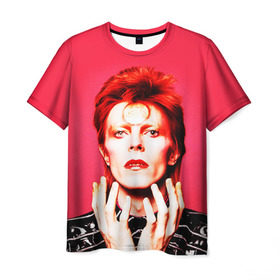 Мужская футболка 3D с принтом Ziggy Stardust в Петрозаводске, 100% полиэфир | прямой крой, круглый вырез горловины, длина до линии бедер | bowie | david | ziggy stardust | боуи | дэвид | музыкант | певец | рок