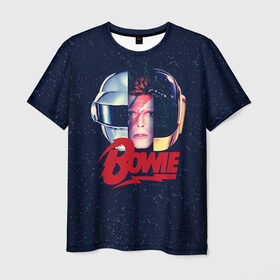 Мужская футболка 3D с принтом Bowie в Петрозаводске, 100% полиэфир | прямой крой, круглый вырез горловины, длина до линии бедер | bowie | david | боуи | дэвид | музыкант | певец | рок