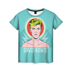 Женская футболка 3D с принтом David Bowie в Петрозаводске, 100% полиэфир ( синтетическое хлопкоподобное полотно) | прямой крой, круглый вырез горловины, длина до линии бедер | bowie | david | боуи | дэвид | музыкант | певец | рок