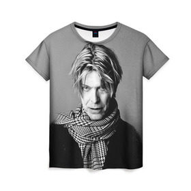 Женская футболка 3D с принтом Дэвид Боуи в Петрозаводске, 100% полиэфир ( синтетическое хлопкоподобное полотно) | прямой крой, круглый вырез горловины, длина до линии бедер | bowie | david | боуи | дэвид | музыкант | певец | рок