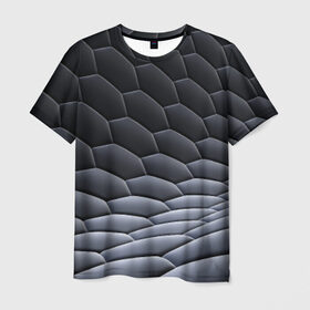 Мужская футболка 3D с принтом 3Д абстракция в Петрозаводске, 100% полиэфир | прямой крой, круглый вырез горловины, длина до линии бедер | абстракция | нейтральный рисунок на все случаи жизни.3d | пчёлы | соты | текстура