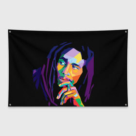 Флаг-баннер с принтом Боб Марли в Петрозаводске, 100% полиэстер | размер 67 х 109 см, плотность ткани — 95 г/м2; по краям флага есть четыре люверса для крепления | bob marley | боб марли | поп арт | регги
