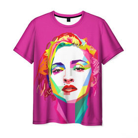 Мужская футболка 3D с принтом Мадонна в Петрозаводске, 100% полиэфир | прямой крой, круглый вырез горловины, длина до линии бедер | Тематика изображения на принте: искусство | мадонна | певица | поп арт