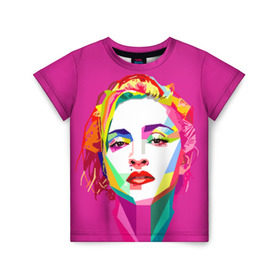 Детская футболка 3D с принтом Мадонна в Петрозаводске, 100% гипоаллергенный полиэфир | прямой крой, круглый вырез горловины, длина до линии бедер, чуть спущенное плечо, ткань немного тянется | искусство | мадонна | певица | поп арт