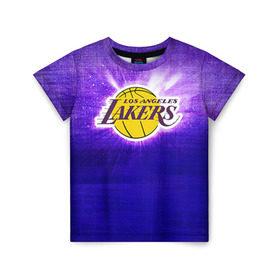 Детская футболка 3D с принтом Los Angeles Lakers в Петрозаводске, 100% гипоаллергенный полиэфир | прямой крой, круглый вырез горловины, длина до линии бедер, чуть спущенное плечо, ткань немного тянется | basketball | la | lakers | los angeles | nba | баскет | баскетбол | баскетбольный | лейкерс | нба | спорт