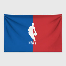 Флаг-баннер с принтом Эмблема NBA в Петрозаводске, 100% полиэстер | размер 67 х 109 см, плотность ткани — 95 г/м2; по краям флага есть четыре люверса для крепления | basketball | nba | баскет | баскетбол | баскетбольный | нба | спорт | эмблема
