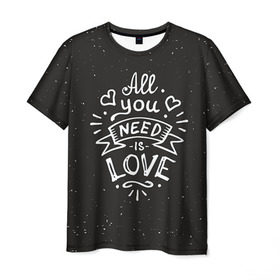 Мужская футболка 3D с принтом Любовь надпись в Петрозаводске, 100% полиэфир | прямой крой, круглый вырез горловины, длина до линии бедер | 14 февраля | love | влюбленный | день святого валентина | любовь | милый | романтика | сердце