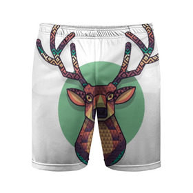 Мужские шорты 3D спортивные с принтом Радужный олень в Петрозаводске,  |  | олень | радуга | рога | ромбы | цвета
