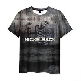 Мужская футболка 3D с принтом Nickelback в Петрозаводске, 100% полиэфир | прямой крой, круглый вырез горловины, длина до линии бедер | nickelback | группа | никельбэк | рок