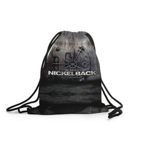 Рюкзак-мешок 3D с принтом Nickelback в Петрозаводске, 100% полиэстер | плотность ткани — 200 г/м2, размер — 35 х 45 см; лямки — толстые шнурки, застежка на шнуровке, без карманов и подкладки | nickelback | группа | никельбэк | рок