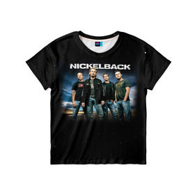 Детская футболка 3D с принтом Nickelback в Петрозаводске, 100% гипоаллергенный полиэфир | прямой крой, круглый вырез горловины, длина до линии бедер, чуть спущенное плечо, ткань немного тянется | nickelback | группа | никельбэк | рок
