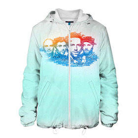 Мужская куртка 3D с принтом Coldplay в Петрозаводске, ткань верха — 100% полиэстер, подклад — флис | прямой крой, подол и капюшон оформлены резинкой с фиксаторами, два кармана без застежек по бокам, один большой потайной карман на груди. Карман на груди застегивается на липучку | 