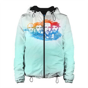 Женская куртка 3D с принтом Coldplay в Петрозаводске, ткань верха — 100% полиэстер, подклад — флис | прямой крой, подол и капюшон оформлены резинкой с фиксаторами, два кармана без застежек по бокам, один большой потайной карман на груди. Карман на груди застегивается на липучку | 