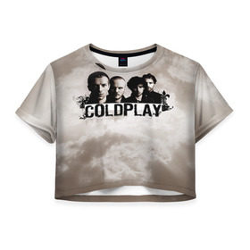 Женская футболка 3D укороченная с принтом Coldplay в Петрозаводске, 100% полиэстер | круглая горловина, длина футболки до линии талии, рукава с отворотами | coldplay | rock | колдплэй | рок