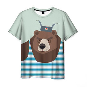 Мужская футболка 3D с принтом Русский медведь в Петрозаводске, 100% полиэфир | прямой крой, круглый вырез горловины, длина до линии бедер | 23 февраля | армия | медведь | мишка | подарок парню | россия | рф | солдат | флот | я русский