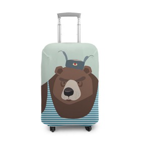 Чехол для чемодана 3D с принтом Русский медведь в Петрозаводске, 86% полиэфир, 14% спандекс | двустороннее нанесение принта, прорези для ручек и колес | 23 февраля | армия | медведь | мишка | подарок парню | россия | рф | солдат | флот | я русский