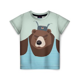 Детская футболка 3D с принтом Русский медведь в Петрозаводске, 100% гипоаллергенный полиэфир | прямой крой, круглый вырез горловины, длина до линии бедер, чуть спущенное плечо, ткань немного тянется | 23 февраля | армия | медведь | мишка | подарок парню | россия | рф | солдат | флот | я русский