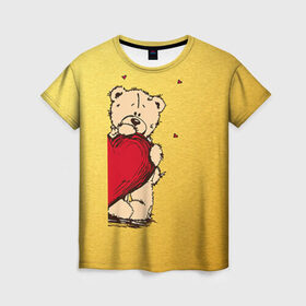 Женская футболка 3D с принтом Медведи а в Петрозаводске, 100% полиэфир ( синтетическое хлопкоподобное полотно) | прямой крой, круглый вырез горловины, длина до линии бедер | 14 февраля | heart | love | влюбленные | день святого валентина | лав | любовь | пара | подарок | сердечки | сердце