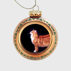 Стеклянный ёлочный шар с принтом Рыжий кот в Петрозаводске, Стекло | Диаметр: 80 мм | Тематика изображения на принте: домашняя | животное | кот | котэ | кошка | рыжая