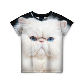 Детская футболка 3D с принтом Персидский кот в Петрозаводске, 100% гипоаллергенный полиэфир | прямой крой, круглый вырез горловины, длина до линии бедер, чуть спущенное плечо, ткань немного тянется | Тематика изображения на принте: домашняя | животное | кот | котэ | кошка | персидский