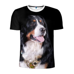 Мужская футболка 3D спортивная с принтом Бернский зенненхунд в Петрозаводске, 100% полиэстер с улучшенными характеристиками | приталенный силуэт, круглая горловина, широкие плечи, сужается к линии бедра | Тематика изображения на принте: бернский зенненхунд | животное | порода | собака
