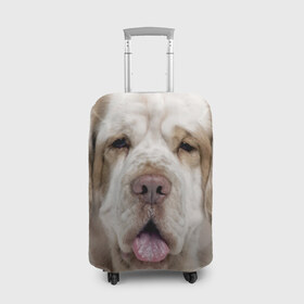Чехол для чемодана 3D с принтом Кламбер-спаниель в Петрозаводске, 86% полиэфир, 14% спандекс | двустороннее нанесение принта, прорези для ручек и колес | животное | кламбер спаниель | порода | собака