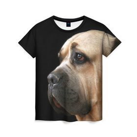 Женская футболка 3D с принтом Канне корсо в Петрозаводске, 100% полиэфир ( синтетическое хлопкоподобное полотно) | прямой крой, круглый вырез горловины, длина до линии бедер | животное | канне корсо | порода | собака