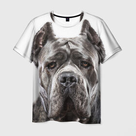Мужская футболка 3D с принтом Канне корсо в Петрозаводске, 100% полиэфир | прямой крой, круглый вырез горловины, длина до линии бедер | животное | канне корсо | порода | собака