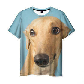 Мужская футболка 3D с принтом Левретка в Петрозаводске, 100% полиэфир | прямой крой, круглый вырез горловины, длина до линии бедер | животное | порода | собака
