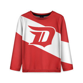 Детский лонгслив 3D с принтом Detroit Red Wings D в Петрозаводске, 100% полиэстер | длинные рукава, круглый вырез горловины, полуприлегающий силуэт
 | Тематика изображения на принте: detroit red wings | hockey | nhl | нхл | спорт | хоккей
