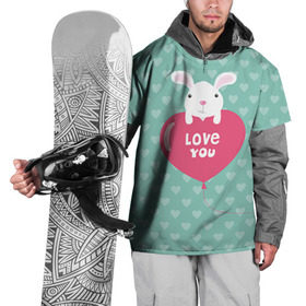 Накидка на куртку 3D с принтом Влюбленный зайка в Петрозаводске, 100% полиэстер |  | 14 февраля | love | love you | валентин | влюбленные | день святого валентина | зайчики | заяц | лав | любовь | подарок девушке | подарок парню