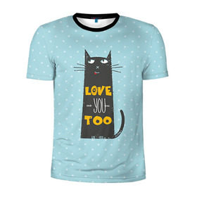 Мужская футболка 3D спортивная с принтом Влюбленный кот в Петрозаводске, 100% полиэстер с улучшенными характеристиками | приталенный силуэт, круглая горловина, широкие плечи, сужается к линии бедра | 14 февраля | cat | love | love you | валентин | влюбленные | день святого валентина | кот | котики | лав | любовь | подарок девушке | подарок парню