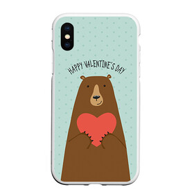 Чехол для iPhone XS Max матовый с принтом Медведь с сердцем в Петрозаводске, Силикон | Область печати: задняя сторона чехла, без боковых панелей | 14 февраля | bears | love | love you | валентин | влюбленные | день святого валентина | лав | любовь | медведб | медведи | мишки | подарок девушке | подарок парню