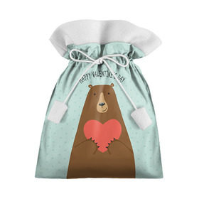 Подарочный 3D мешок с принтом Медведь с сердцем в Петрозаводске, 100% полиэстер | Размер: 29*39 см | 14 февраля | bears | love | love you | валентин | влюбленные | день святого валентина | лав | любовь | медведб | медведи | мишки | подарок девушке | подарок парню