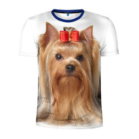 Мужская футболка 3D спортивная с принтом Йоркширский терьер в Петрозаводске, 100% полиэстер с улучшенными характеристиками | приталенный силуэт, круглая горловина, широкие плечи, сужается к линии бедра | животное | йоркширский терьер | порода | собака