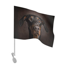 Флаг для автомобиля с принтом Доберман в Петрозаводске, 100% полиэстер | Размер: 30*21 см | доберман | животное | порода | собака