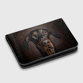 Картхолдер с принтом с принтом Доберман в Петрозаводске, натуральная матовая кожа | размер 7,3 х 10 см; кардхолдер имеет 4 кармана для карт; | доберман | животное | порода | собака