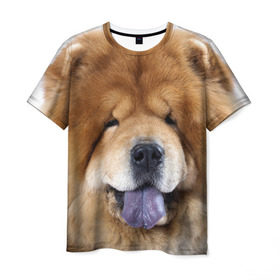 Мужская футболка 3D с принтом Чау-чау в Петрозаводске, 100% полиэфир | прямой крой, круглый вырез горловины, длина до линии бедер | животное | порода | собака | чау чау
