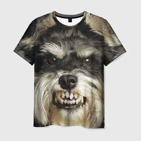 Мужская футболка 3D с принтом Цвергшнауцер в Петрозаводске, 100% полиэфир | прямой крой, круглый вырез горловины, длина до линии бедер | животное | порода | собака | цвергшнауцер
