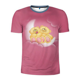 Мужская футболка 3D спортивная с принтом Мишки в облаках в Петрозаводске, 100% полиэстер с улучшенными характеристиками | приталенный силуэт, круглая горловина, широкие плечи, сужается к линии бедра | 14 февраля | bears | teddy | валентин | день святого валентина | игрушки | медведи | милый | мимими | мишка | мишки | подарки | подарок | подарок девушке | подарок парню | тедди