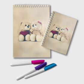 Блокнот с принтом Love teddy bears в Петрозаводске, 100% бумага | 48 листов, плотность листов — 60 г/м2, плотность картонной обложки — 250 г/м2. Листы скреплены удобной пружинной спиралью. Цвет линий — светло-серый
 | Тематика изображения на принте: 14 февраля | bears | teddy | валентин | день святого валентина | игрушки | медведи | милый | мимими | мишка | мишки | подарки | подарок | подарок девушке | подарок парню | тедди