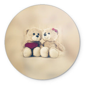 Коврик круглый с принтом Love teddy bears в Петрозаводске, резина и полиэстер | круглая форма, изображение наносится на всю лицевую часть | 14 февраля | bears | teddy | валентин | день святого валентина | игрушки | медведи | милый | мимими | мишка | мишки | подарки | подарок | подарок девушке | подарок парню | тедди