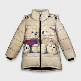 Зимняя куртка для девочек 3D с принтом Love teddy bears в Петрозаводске, ткань верха — 100% полиэстер; подклад — 100% полиэстер, утеплитель — 100% полиэстер. | длина ниже бедра, удлиненная спинка, воротник стойка и отстегивающийся капюшон. Есть боковые карманы с листочкой на кнопках, утяжки по низу изделия и внутренний карман на молнии. 

Предусмотрены светоотражающий принт на спинке, радужный светоотражающий элемент на пуллере молнии и на резинке для утяжки. | 14 февраля | bears | teddy | валентин | день святого валентина | игрушки | медведи | милый | мимими | мишка | мишки | подарки | подарок | подарок девушке | подарок парню | тедди