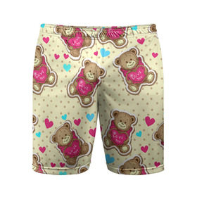 Мужские шорты 3D спортивные с принтом Мишки в Петрозаводске,  |  | 14 февраля | bears | teddy | валентин | день святого валентина | игрушки | медведи | милый | мимими | мишка | мишки | подарки | подарок | подарок девушке | подарок парню | тедди