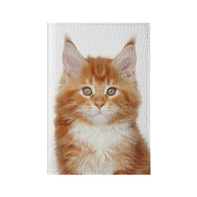 Обложка для паспорта матовая кожа с принтом Рыжий котенок в Петрозаводске, натуральная матовая кожа | размер 19,3 х 13,7 см; прозрачные пластиковые крепления | животное | порода | рыжий котенок