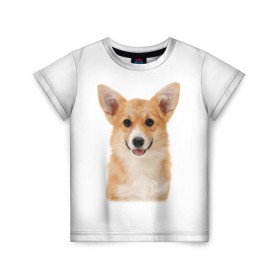 Детская футболка 3D с принтом Пемброк-вельш-корги в Петрозаводске, 100% гипоаллергенный полиэфир | прямой крой, круглый вырез горловины, длина до линии бедер, чуть спущенное плечо, ткань немного тянется | животное | пемброк вельш корги | порода | собака