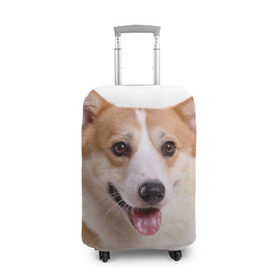 Чехол для чемодана 3D с принтом Пемброк-вельш-корги в Петрозаводске, 86% полиэфир, 14% спандекс | двустороннее нанесение принта, прорези для ручек и колес | Тематика изображения на принте: животное | пемброк вельш корги | порода | собака
