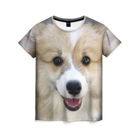 Женская футболка 3D с принтом Пемброк-вельш-корги, собака, п в Петрозаводске, 100% полиэфир ( синтетическое хлопкоподобное полотно) | прямой крой, круглый вырез горловины, длина до линии бедер | животное | пемброк вельш корги | порода | собака